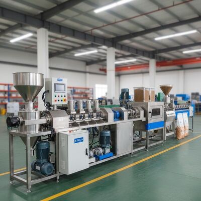 Dây chuyền sản xuất thức ăn cho chó Máy làm thức ăn cho vật nuôi với trọng lượng máy 1200 kg, bộ phận điện Delta và công suất 100 đến 1500kg mỗi giờ